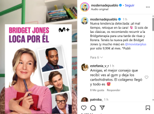 Moderna de Pueblo hablando de Bridget Jones en Movistar Plus+