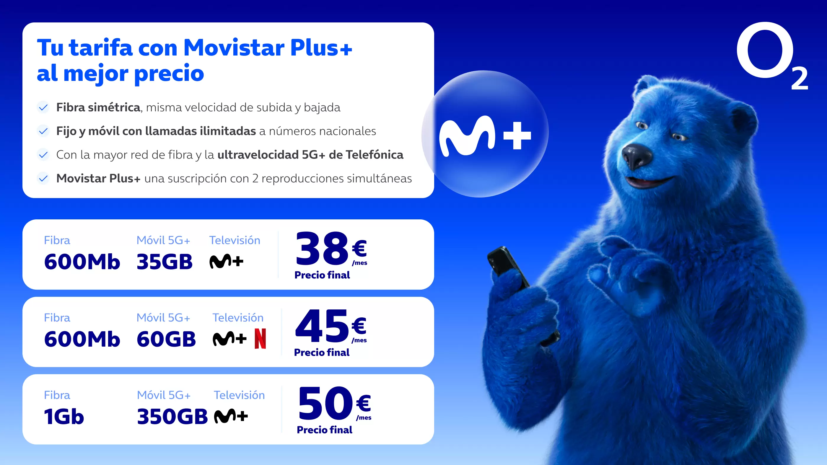 ​nuevas tarifas de O2 que unen Fibra, móvil y Movistar Plus+